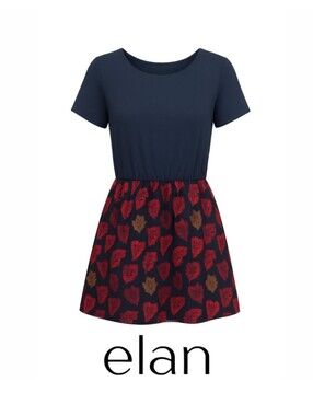 Brocade Mini With Navy Open Back Dress by Elan.